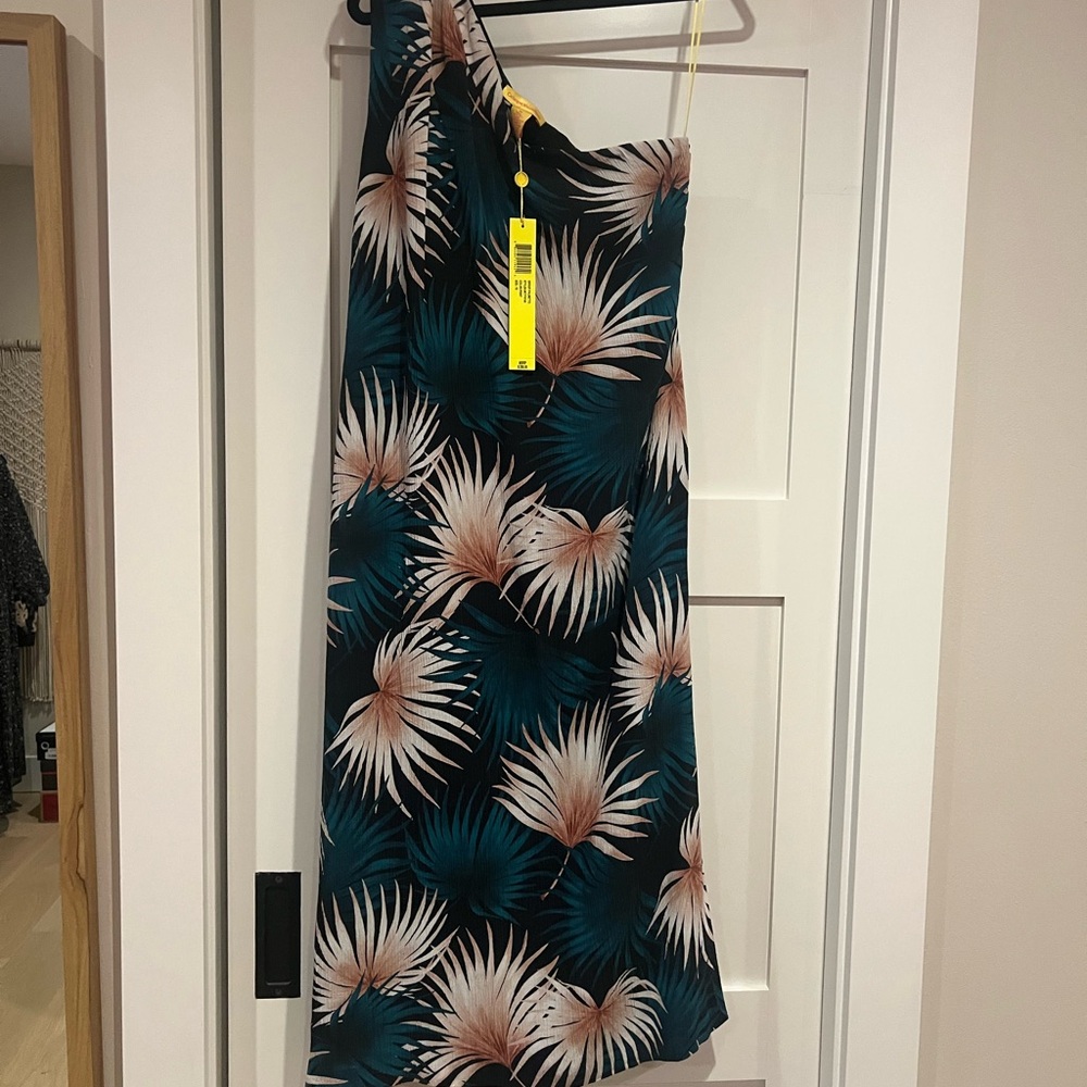 Catherine Malandrino One-Shoulder Black and Teal Dress